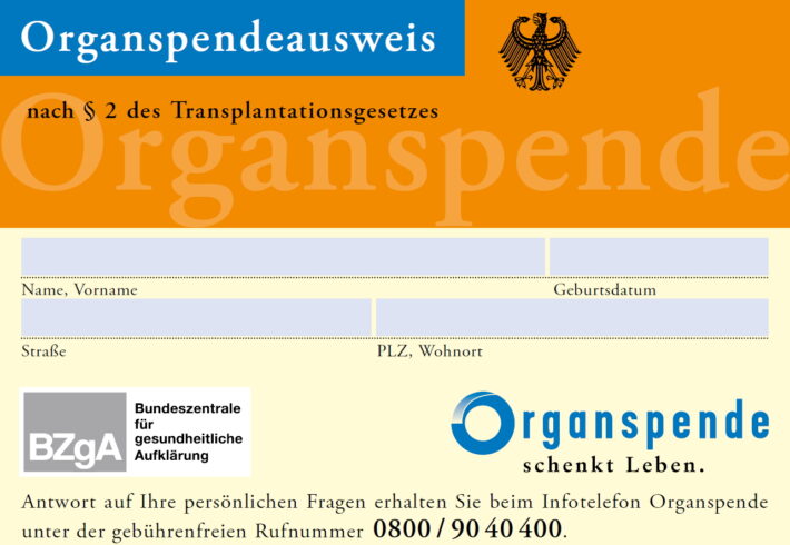 Organspendeausweis - Musterbild